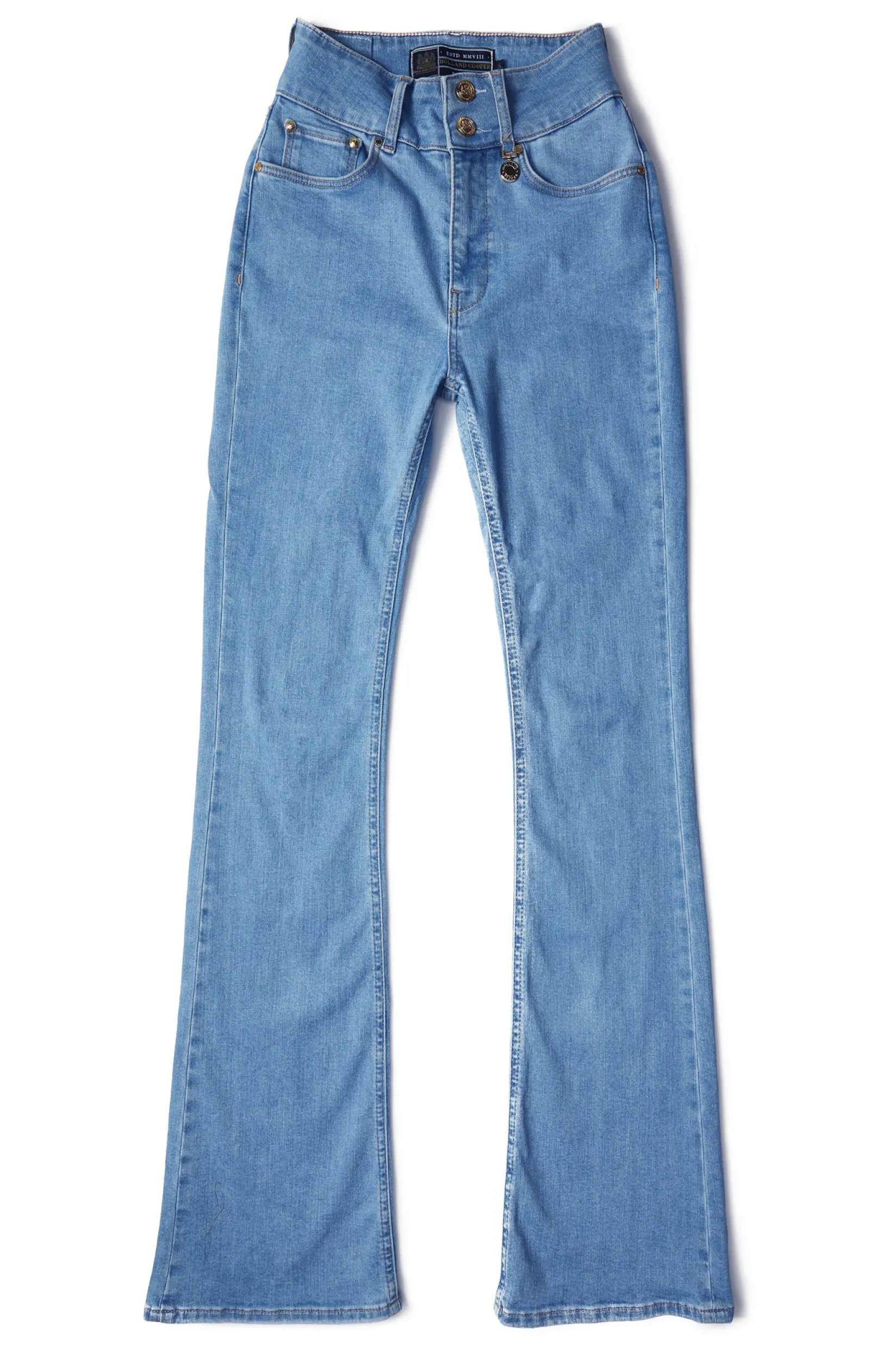 Holland Cooper Jeans-High Rise Flared Jean Light Denim