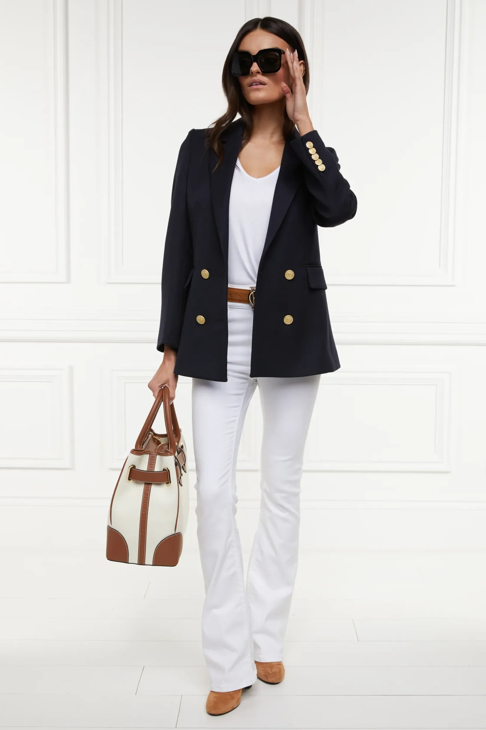 Holland Cooper Jeans-High Rise Flared Jean White