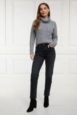 Holland Cooper Jeans|Wardrobe Staples-High Rise Slim Jean Washed Black