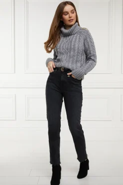 Holland Cooper Jeans|Wardrobe Staples-High Rise Slim Jean Washed Black