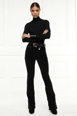 Holland Cooper The Date Night Edit|The Date Night Edit-High Rise Velvet Flare Black