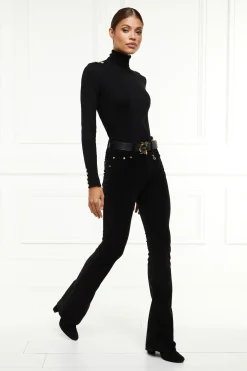 Holland Cooper The Date Night Edit|The Date Night Edit-High Rise Velvet Flare Black