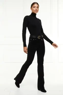 Holland Cooper The Date Night Edit|The Date Night Edit-High Rise Velvet Flare Black
