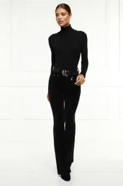 Holland Cooper The Date Night Edit|The Date Night Edit-High Rise Velvet Flare Black