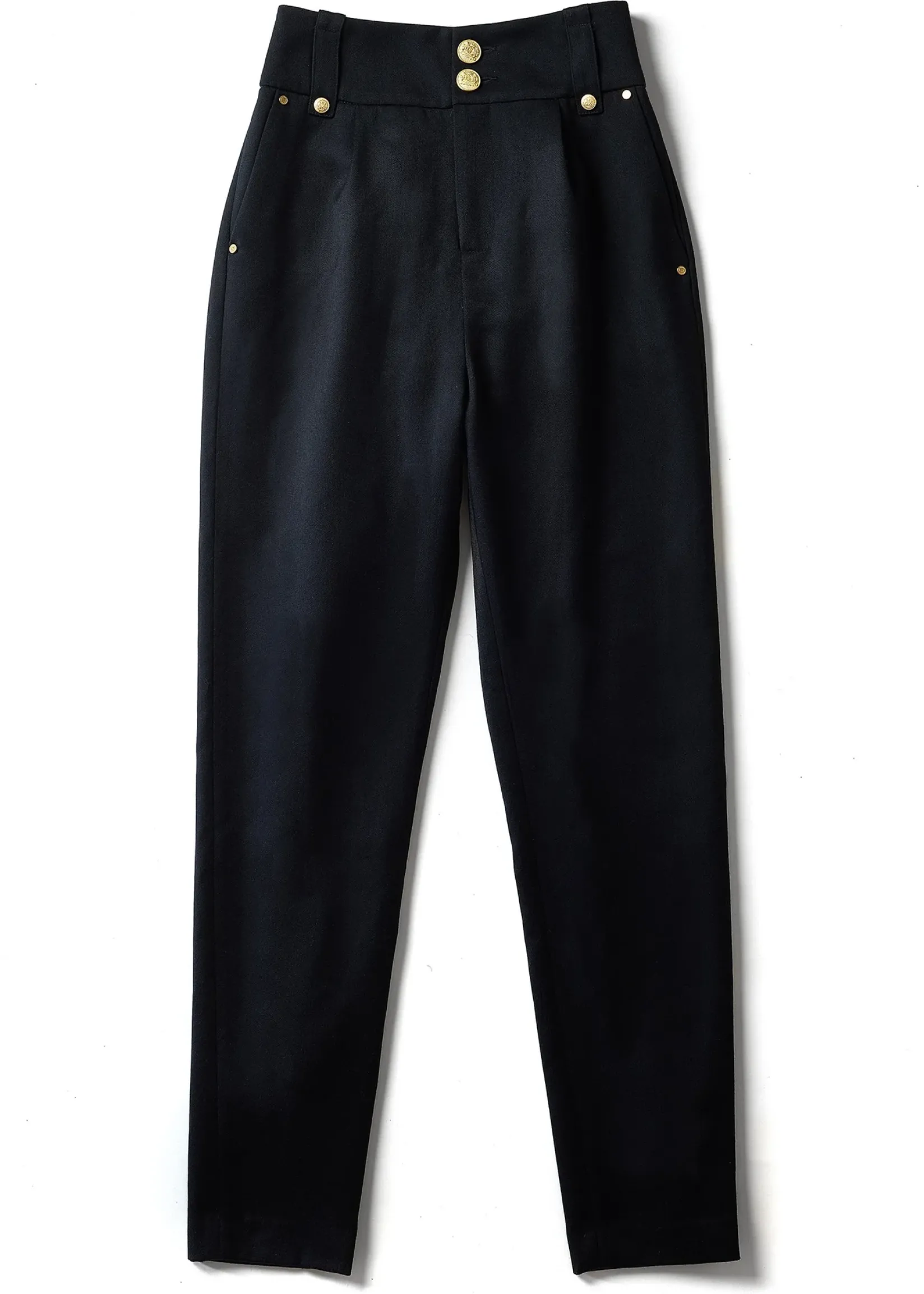 Holland Cooper Trousers-High Waisted Peg Trouser Navy Barathea
