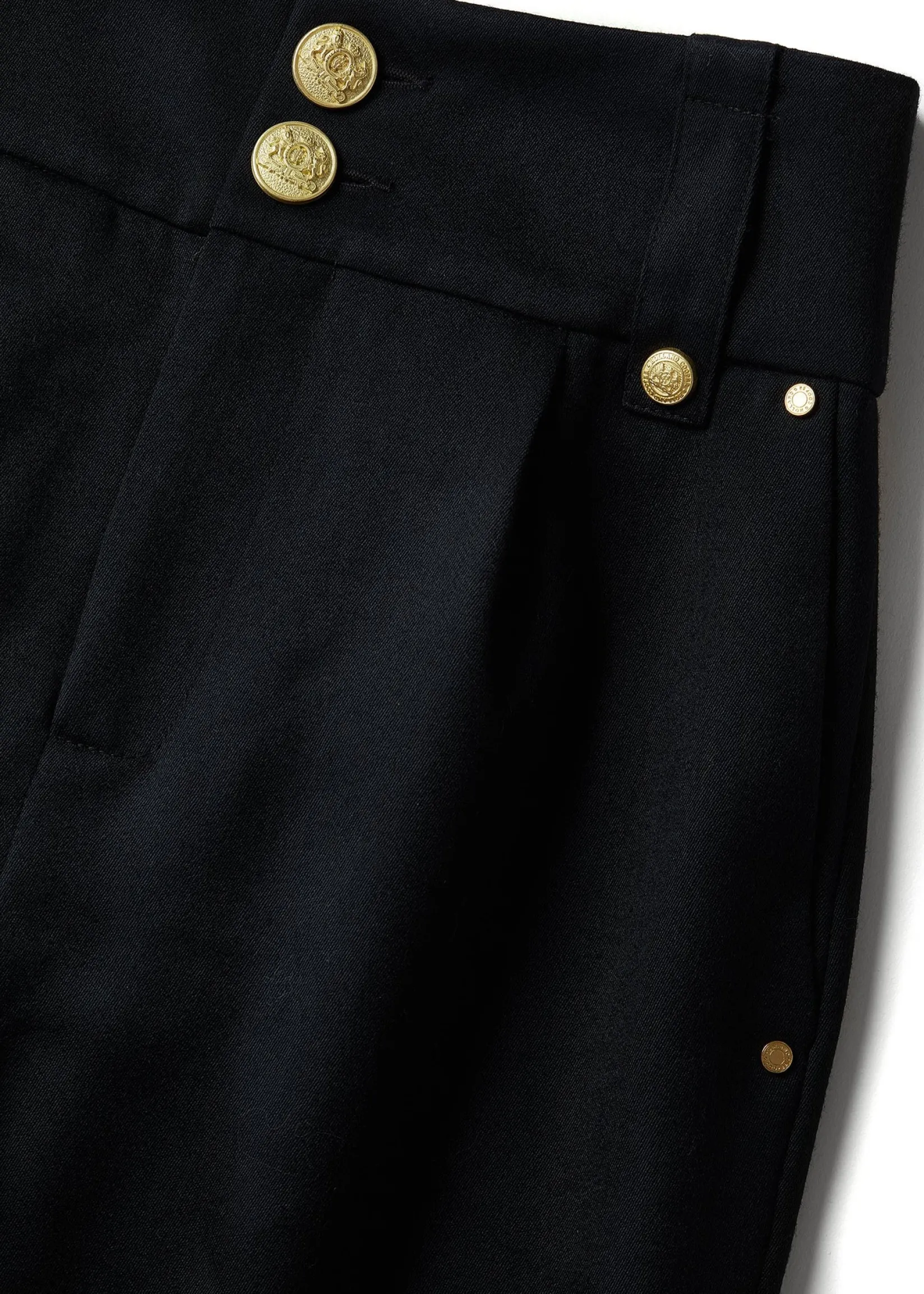 Holland Cooper Trousers-High Waisted Peg Trouser Navy Barathea