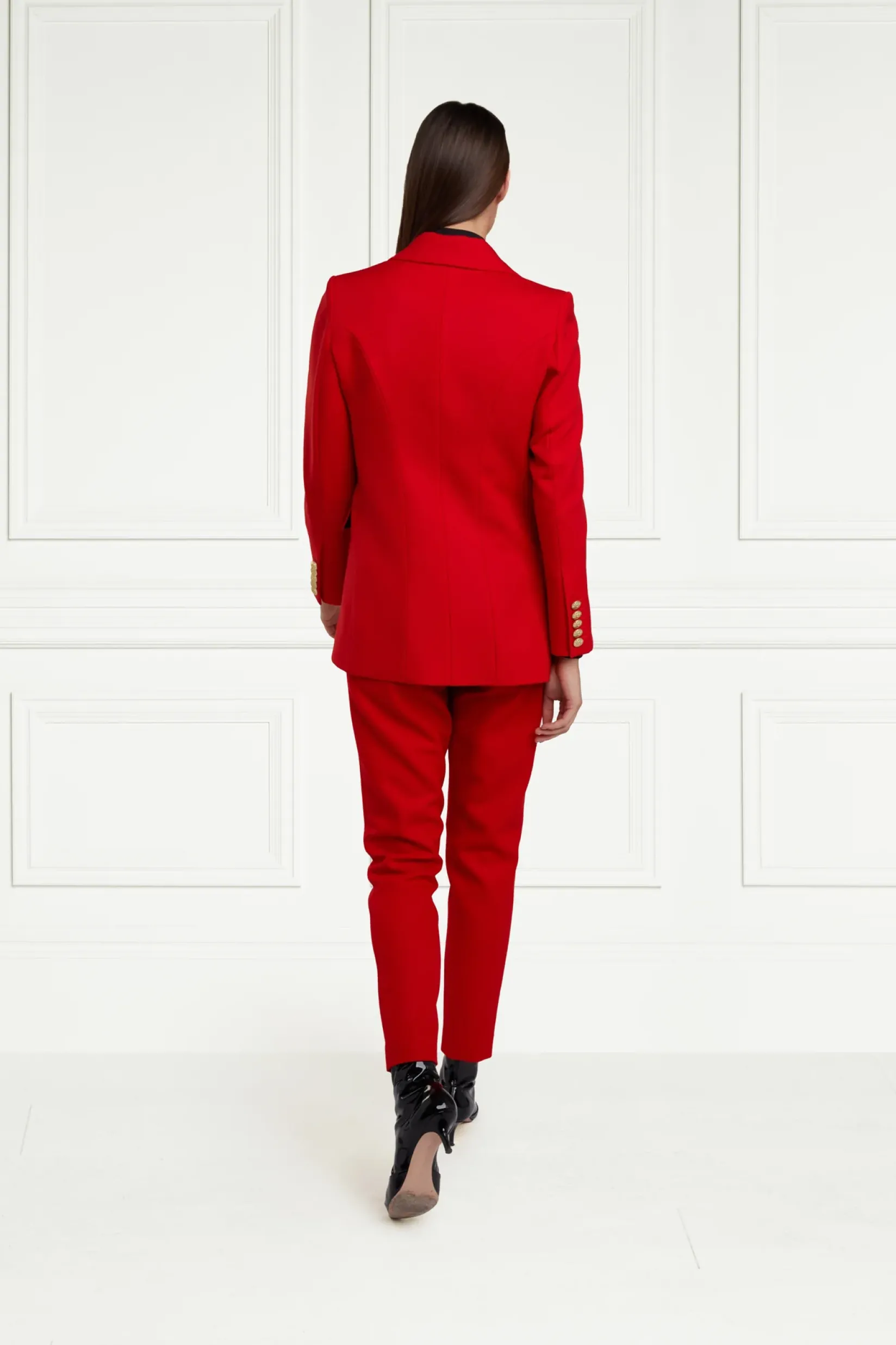 Holland Cooper Trousers|In Stock Tailoring-High Waisted Peg Trouser Red Barathea