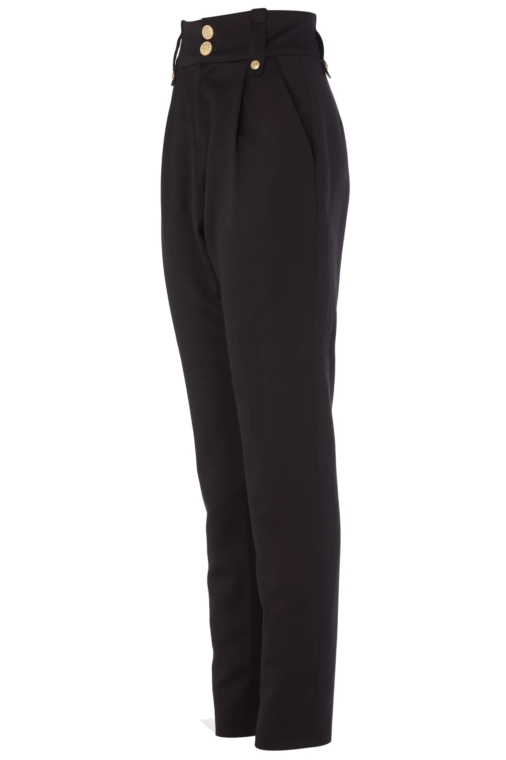Holland Cooper Trousers|In Stock Tailoring-High Waisted Peg Trouser Black Barathea