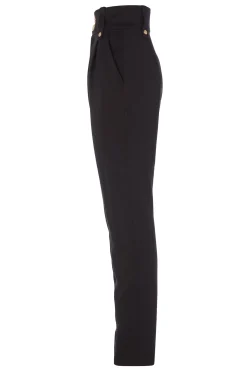 Holland Cooper Trousers|In Stock Tailoring-High Waisted Peg Trouser Black Barathea