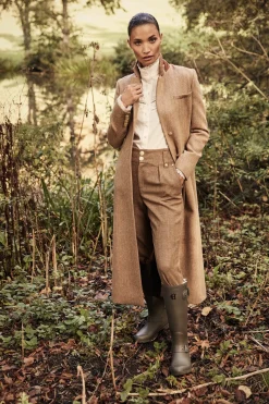 Holland Cooper Trousers|In Stock Tailoring-High Waisted Peg Trouser Tawny