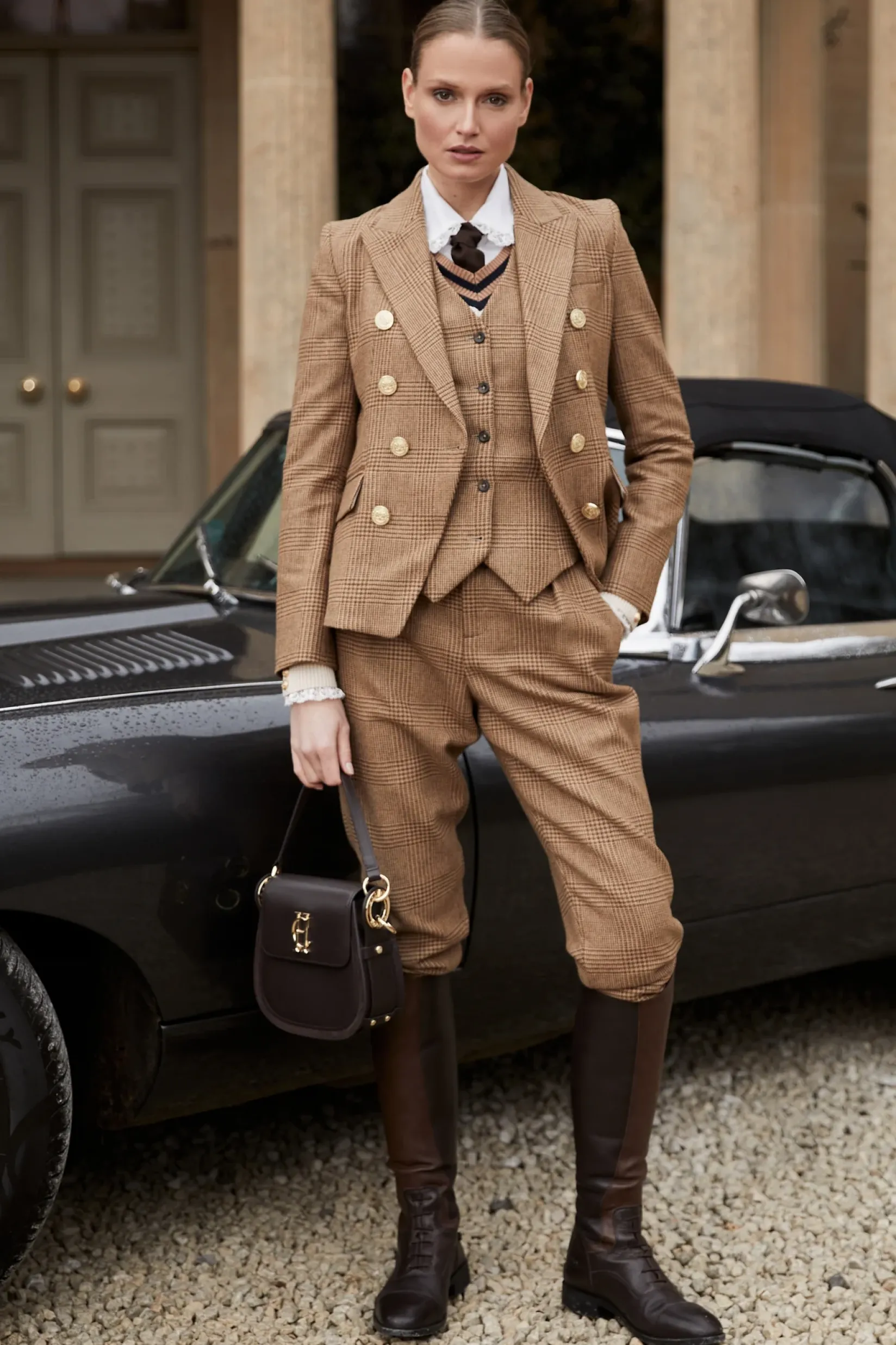 Holland Cooper Trousers|In Stock Tailoring-High Waisted Peg Trouser Tawny