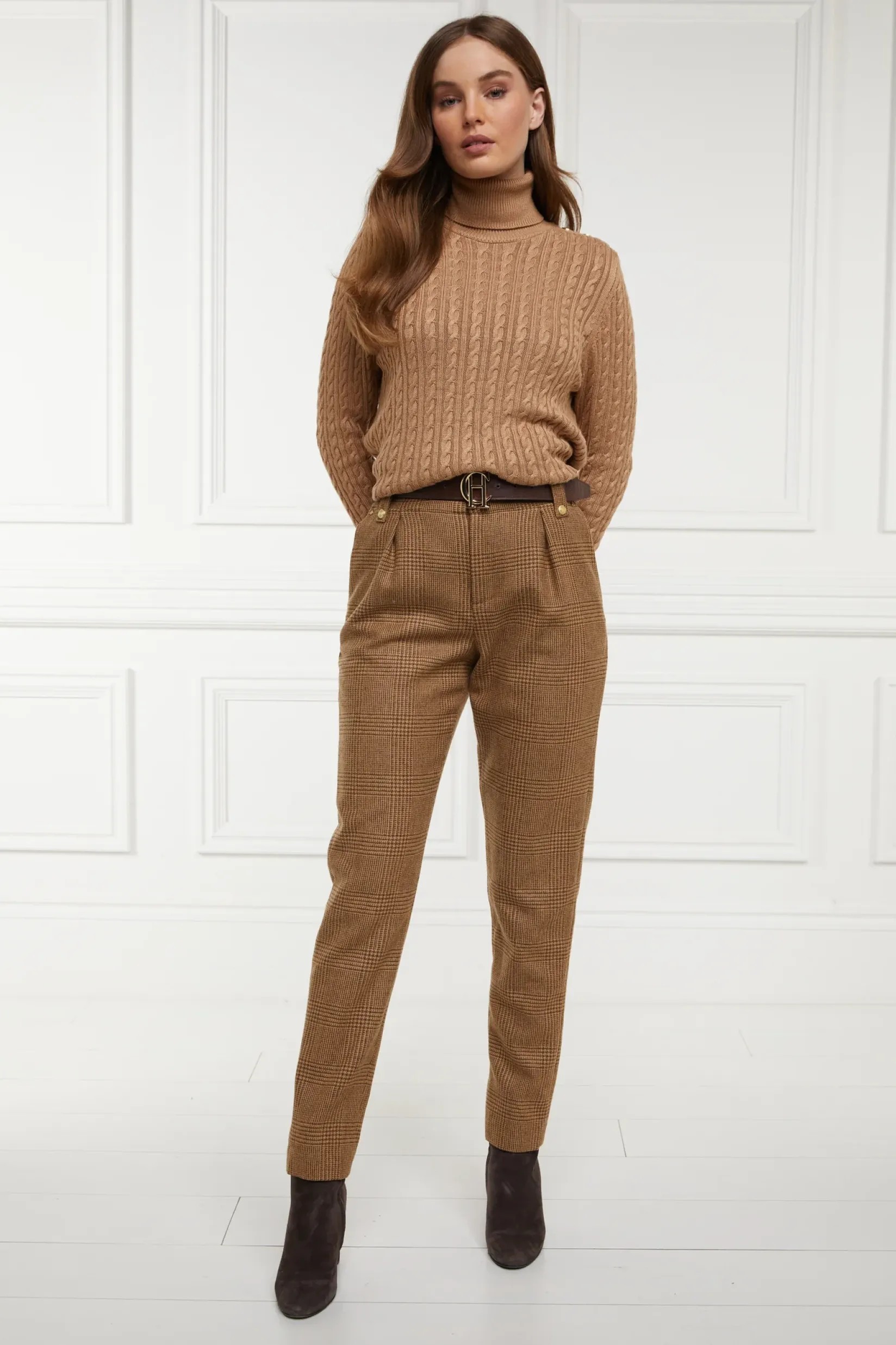 Holland Cooper Trousers|In Stock Tailoring-High Waisted Peg Trouser Tawny