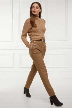 Holland Cooper Trousers|In Stock Tailoring-High Waisted Peg Trouser Tawny