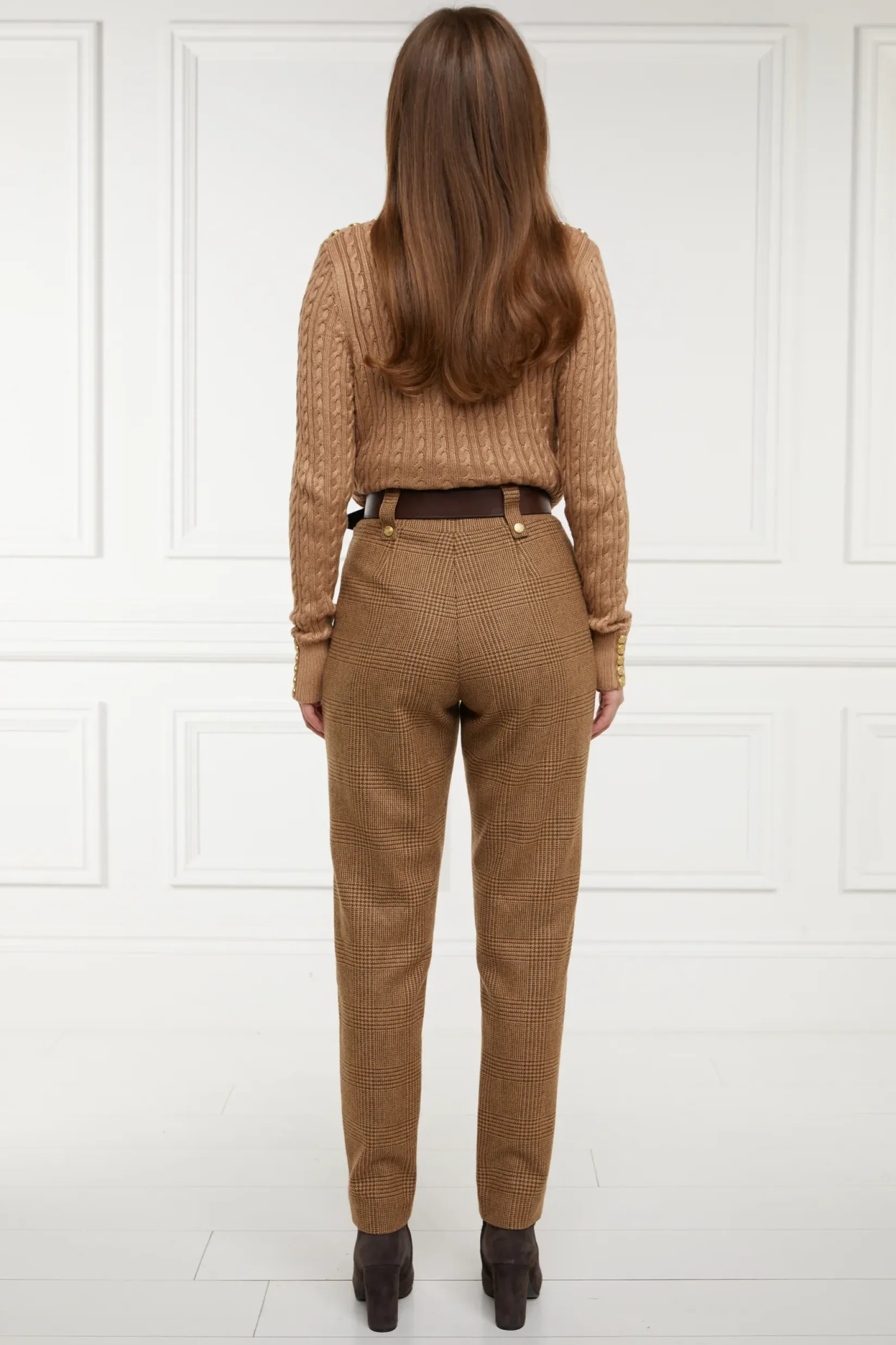 Holland Cooper Trousers|In Stock Tailoring-High Waisted Peg Trouser Tawny