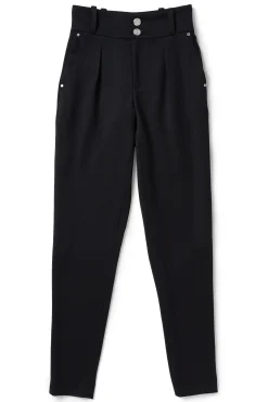 Holland Cooper Trousers-High Waisted Peg Trouser Black Barathea Silver