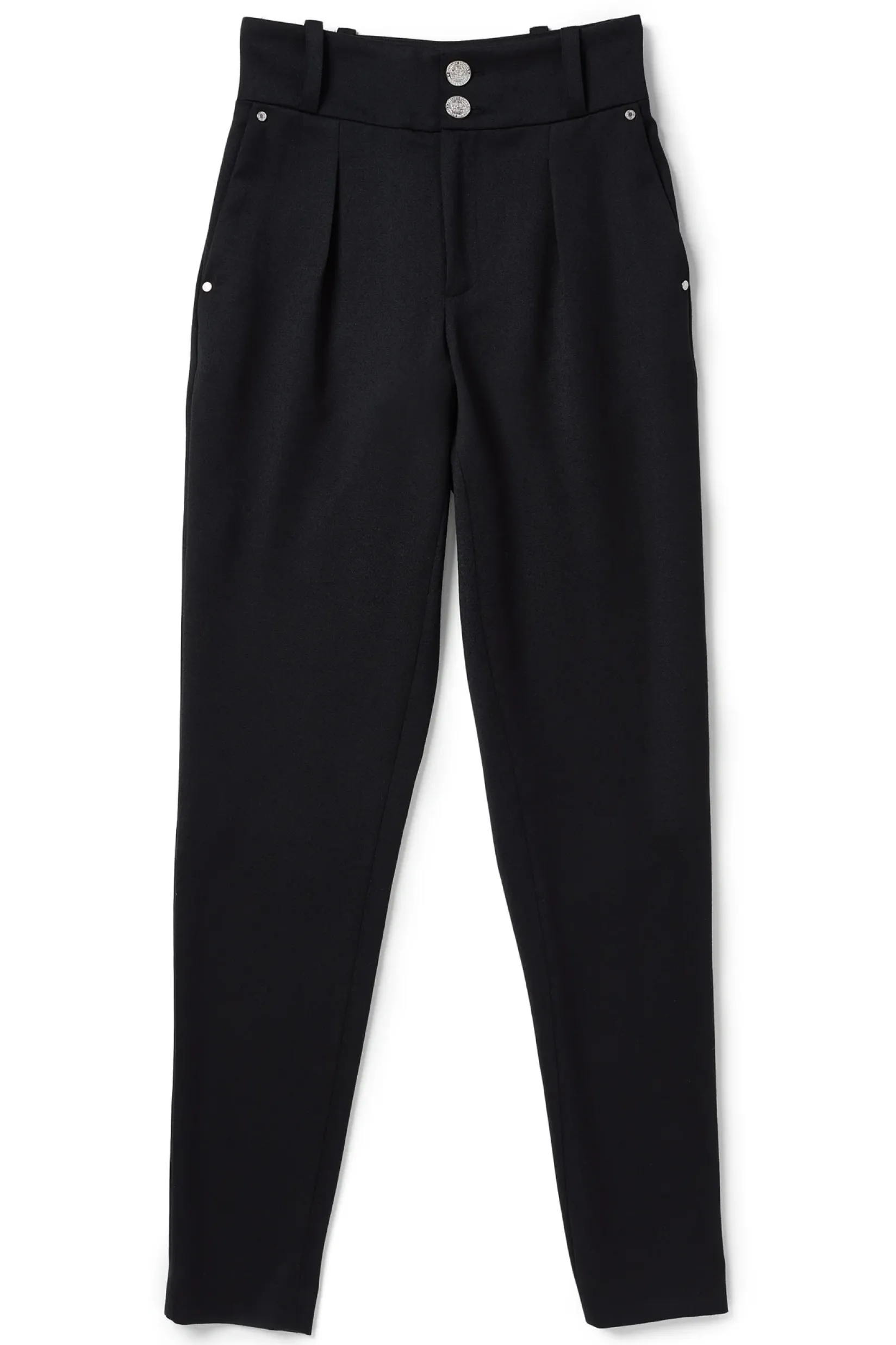 Holland Cooper Trousers-High Waisted Peg Trouser Black Barathea Silver