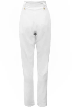 Holland Cooper Trousers-High Waisted Peg Trouser Oyster Linen