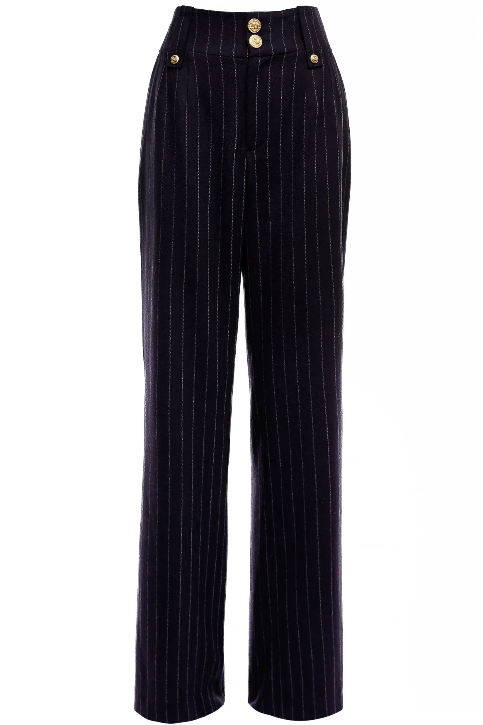 Holland Cooper Gifts For Her|Trousers-High Waisted Straight Trouser Navy Chalk Pin Stripe