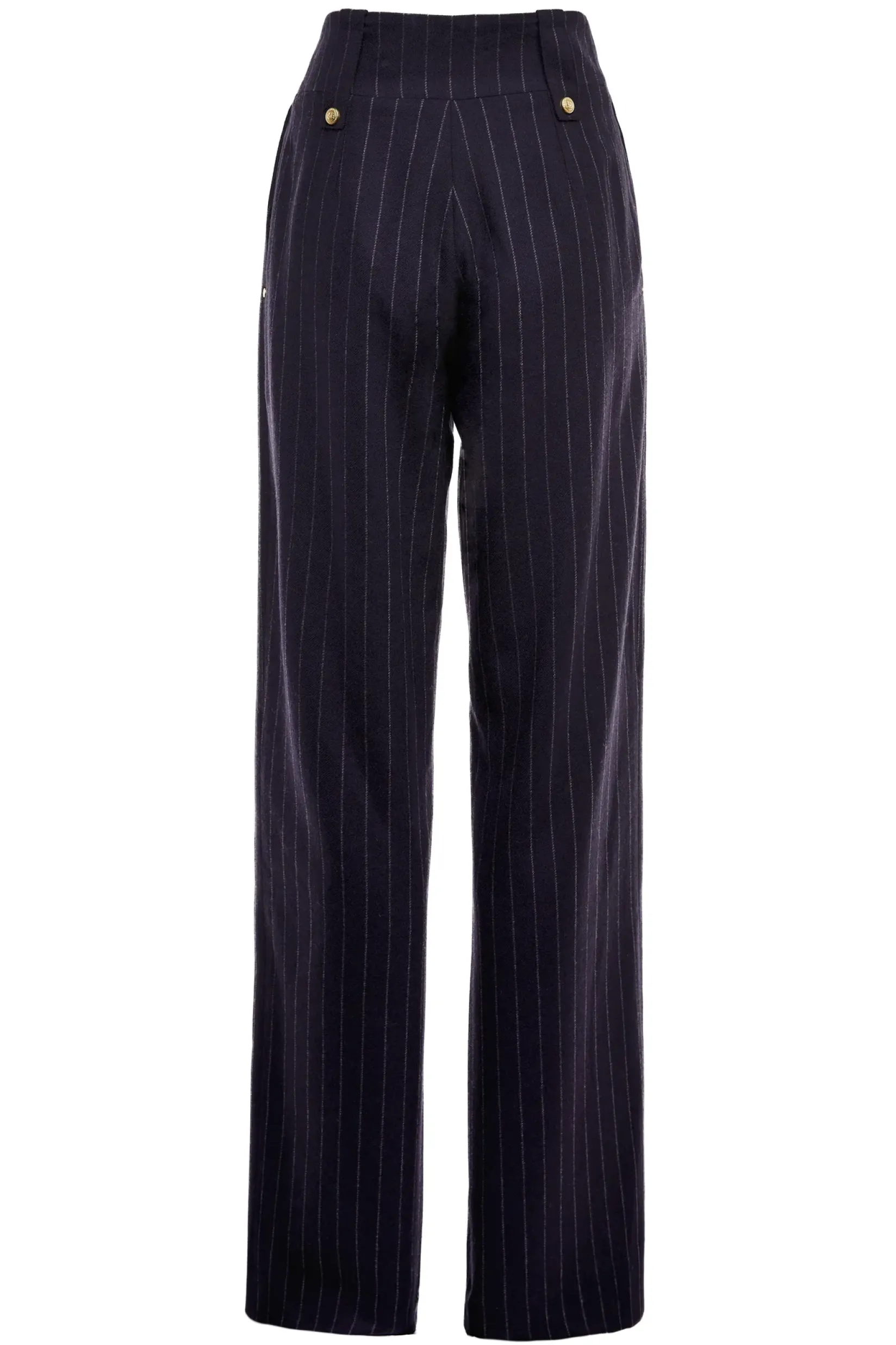 Holland Cooper Gifts For Her|Trousers-High Waisted Straight Trouser Navy Chalk Pin Stripe