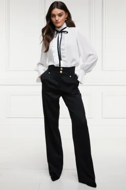 Holland Cooper Gifts For Her|Trousers-High Waisted Straight Trouser Black Barathea
