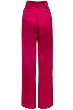 Holland Cooper Gifts For Her|Trousers-High Waisted Straight Trouser Hot Pink Barathea