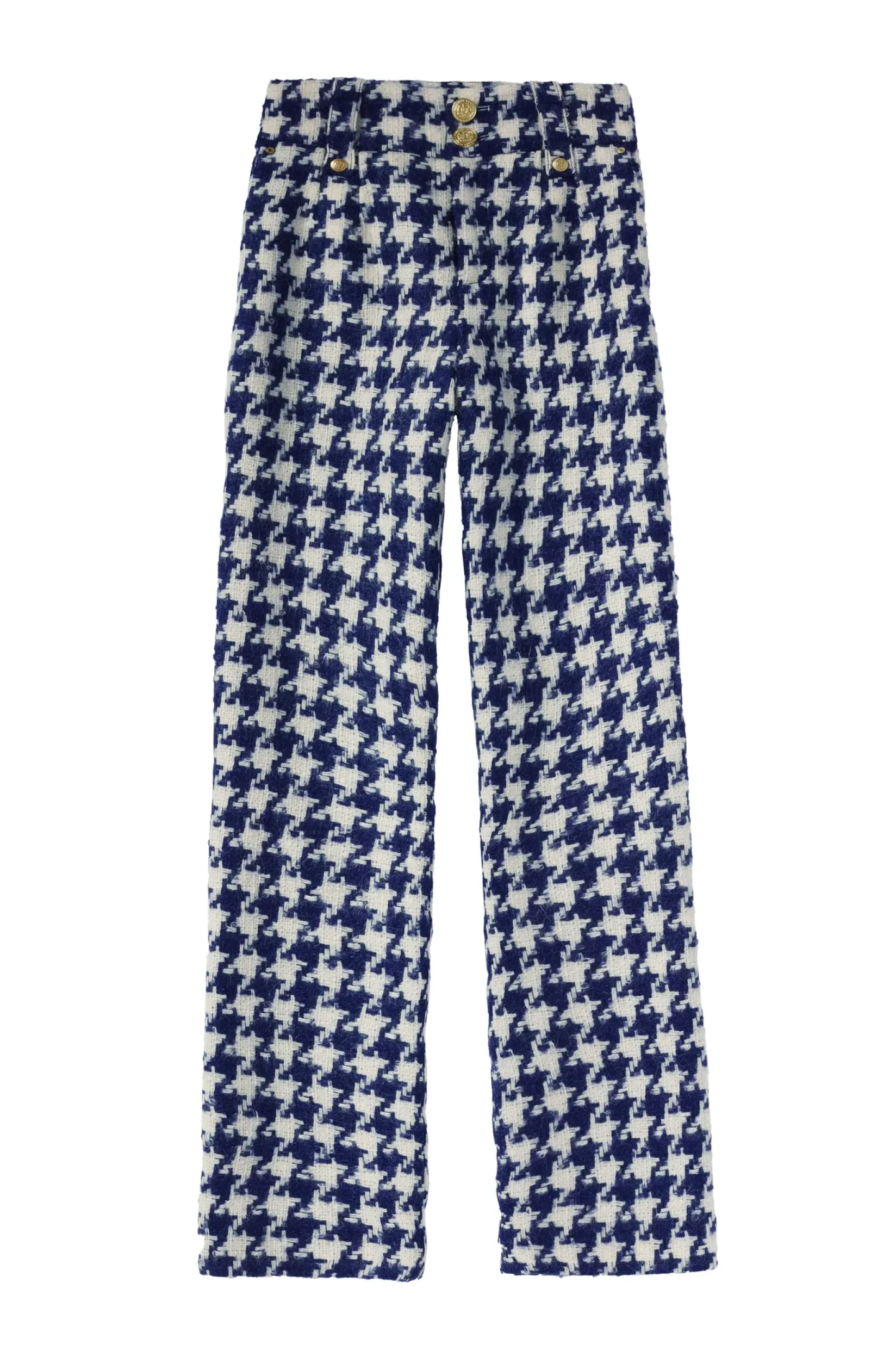 Holland Cooper Trousers|Seasonal Inspiration-High Waisted Straight Trouser Large Scale Navy Houndstooth