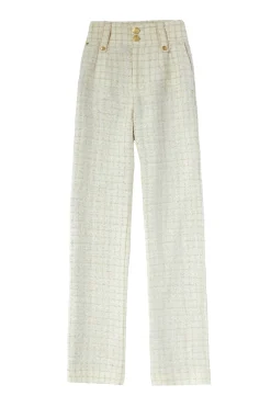 Holland Cooper Trousers|Seasonal Inspiration-High Waisted Straight Trouser Ivory Sparkle Tweed