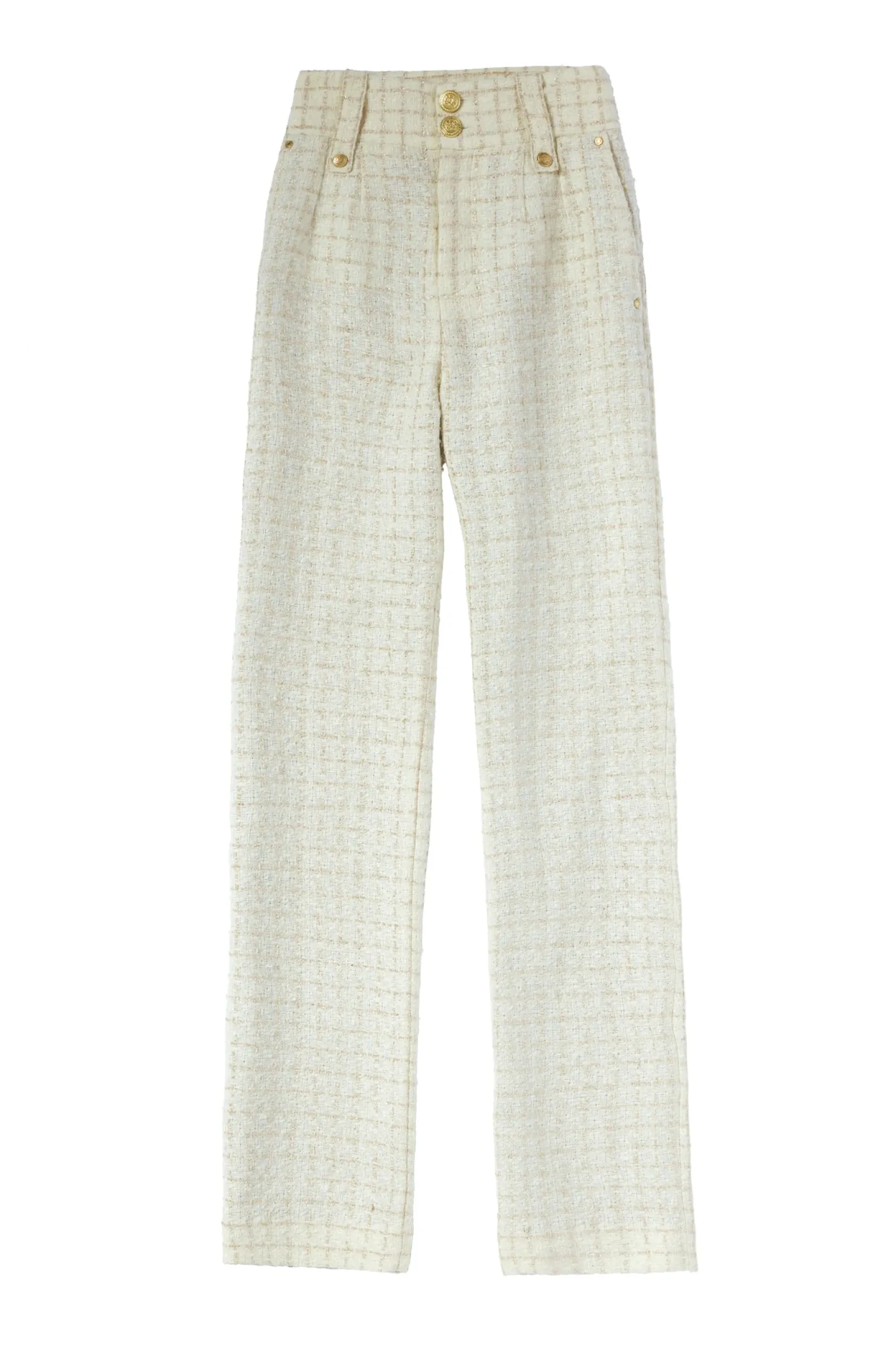 Holland Cooper Trousers|Seasonal Inspiration-High Waisted Straight Trouser Ivory Sparkle Tweed