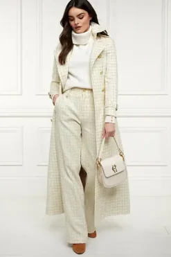 Holland Cooper Trousers|Seasonal Inspiration-High Waisted Straight Trouser Ivory Sparkle Tweed