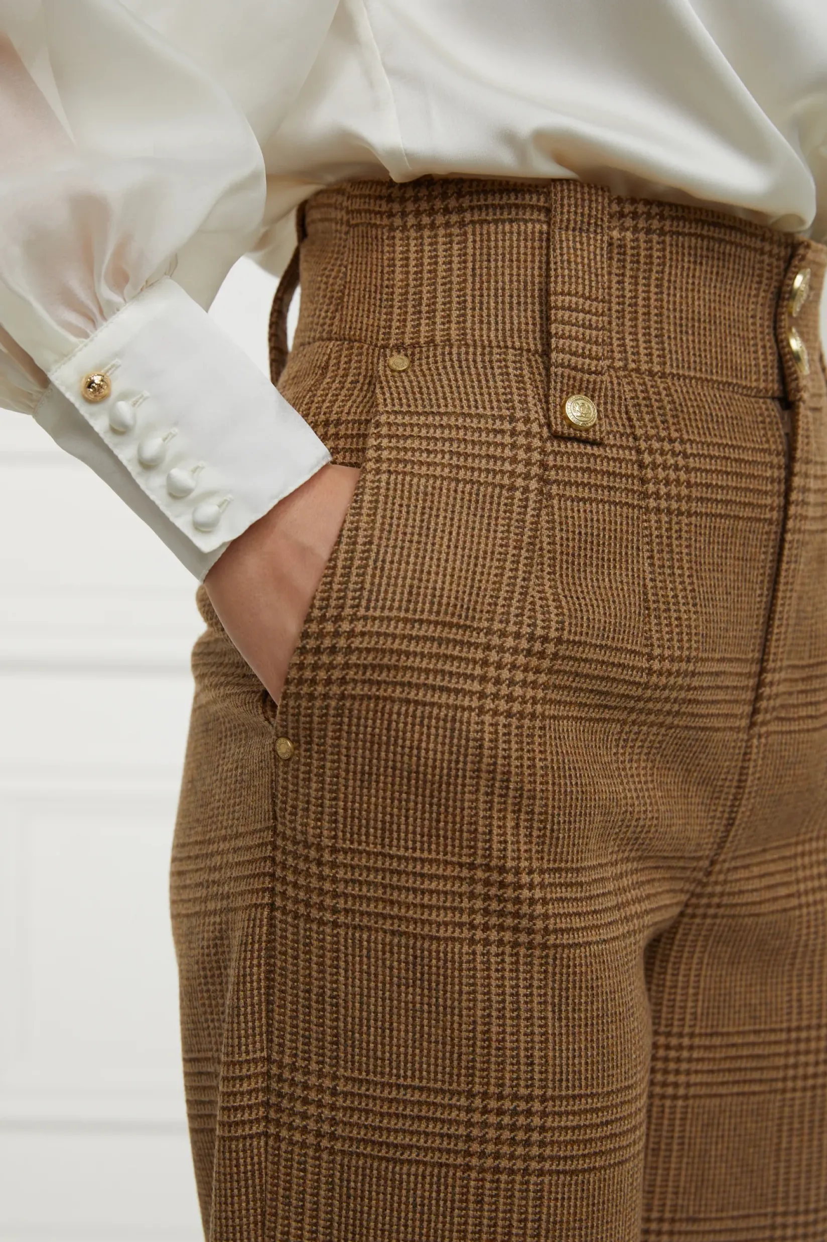 Holland Cooper Trousers-High Waisted Straight Trouser Tawny
