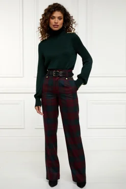 Holland Cooper In Stock Tailoring|Trousers-High Waisted Straight Trouser Mulberry Tartan