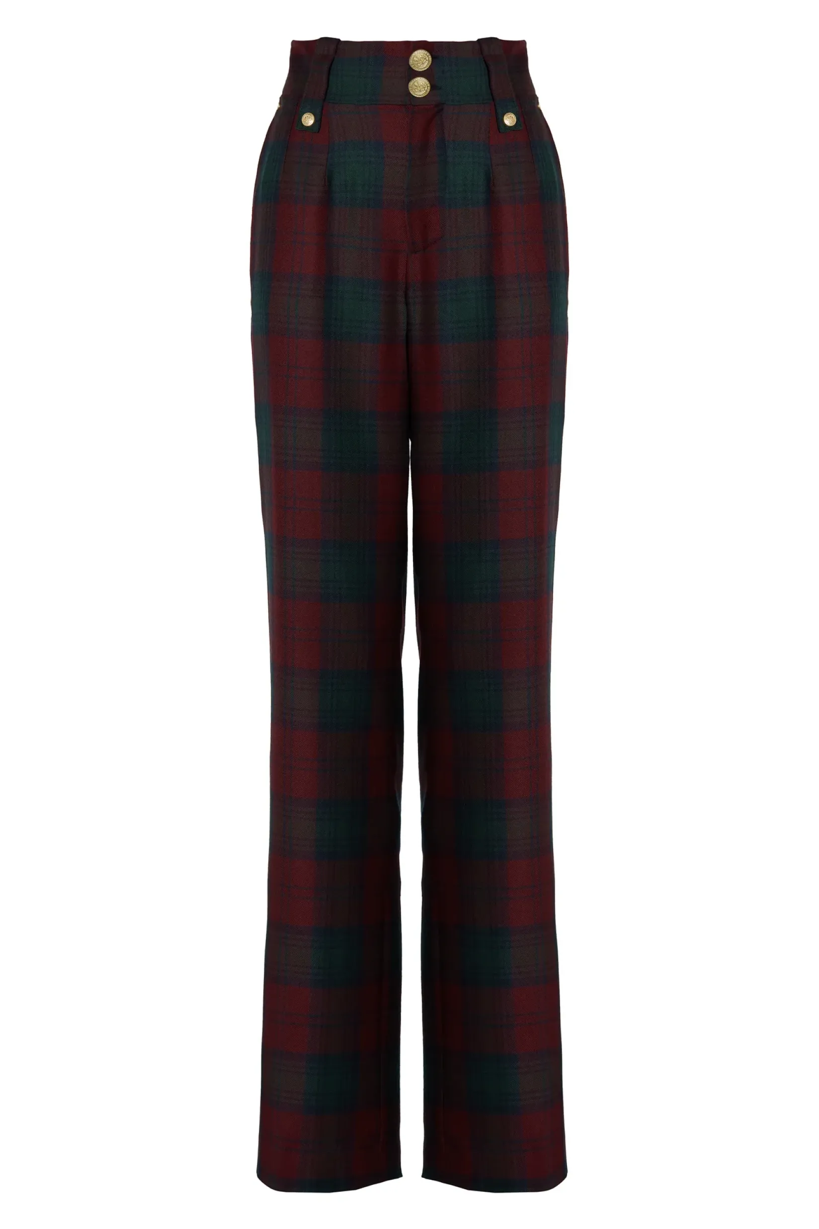 Holland Cooper In Stock Tailoring|Trousers-High Waisted Straight Trouser Mulberry Tartan