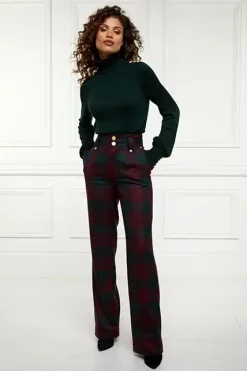 Holland Cooper In Stock Tailoring|Trousers-High Waisted Straight Trouser Mulberry Tartan