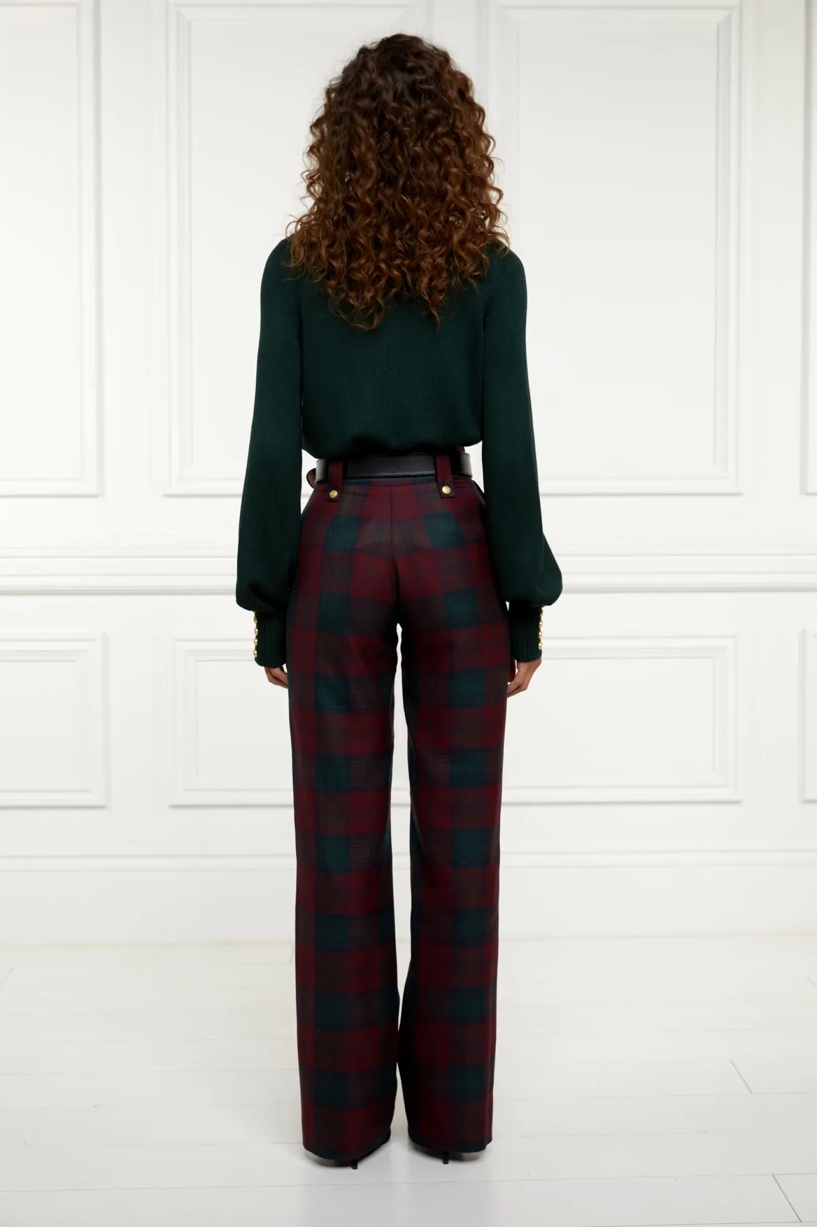 Holland Cooper In Stock Tailoring|Trousers-High Waisted Straight Trouser Mulberry Tartan