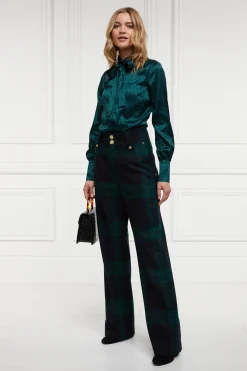Holland Cooper In Stock Tailoring|Trousers-High Waisted Straight Trouser Blackwatch