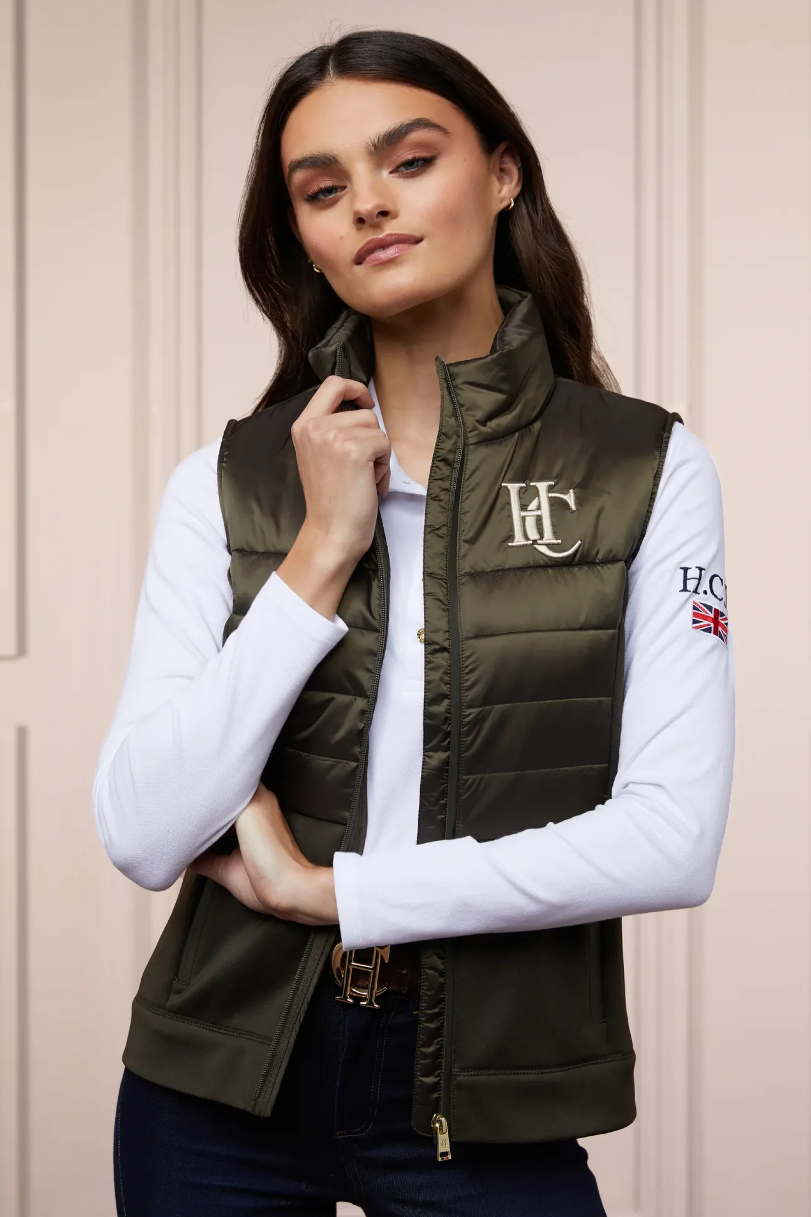 Holland Cooper Gilets|Shop By Product-Hybrid Gilet Khaki