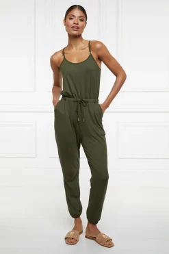Holland Cooper Shop By Product|Jumpsuits-Iconic Jersey Jumpsuit Khaki