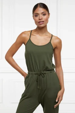 Holland Cooper Shop By Product|Jumpsuits-Iconic Jersey Jumpsuit Khaki