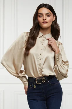Holland Cooper Shirts & Blouses|The Date Night Edit-Isla Satin Shirt Champagne