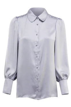 Holland Cooper Shirts & Blouses|The Date Night Edit-Isla Satin Shirt Silver Grey