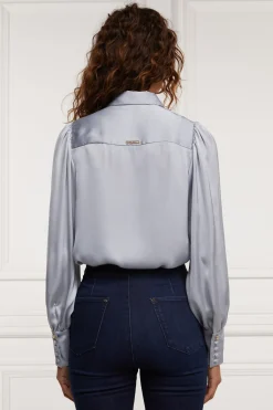 Holland Cooper Shirts & Blouses|The Date Night Edit-Isla Satin Shirt Silver Grey