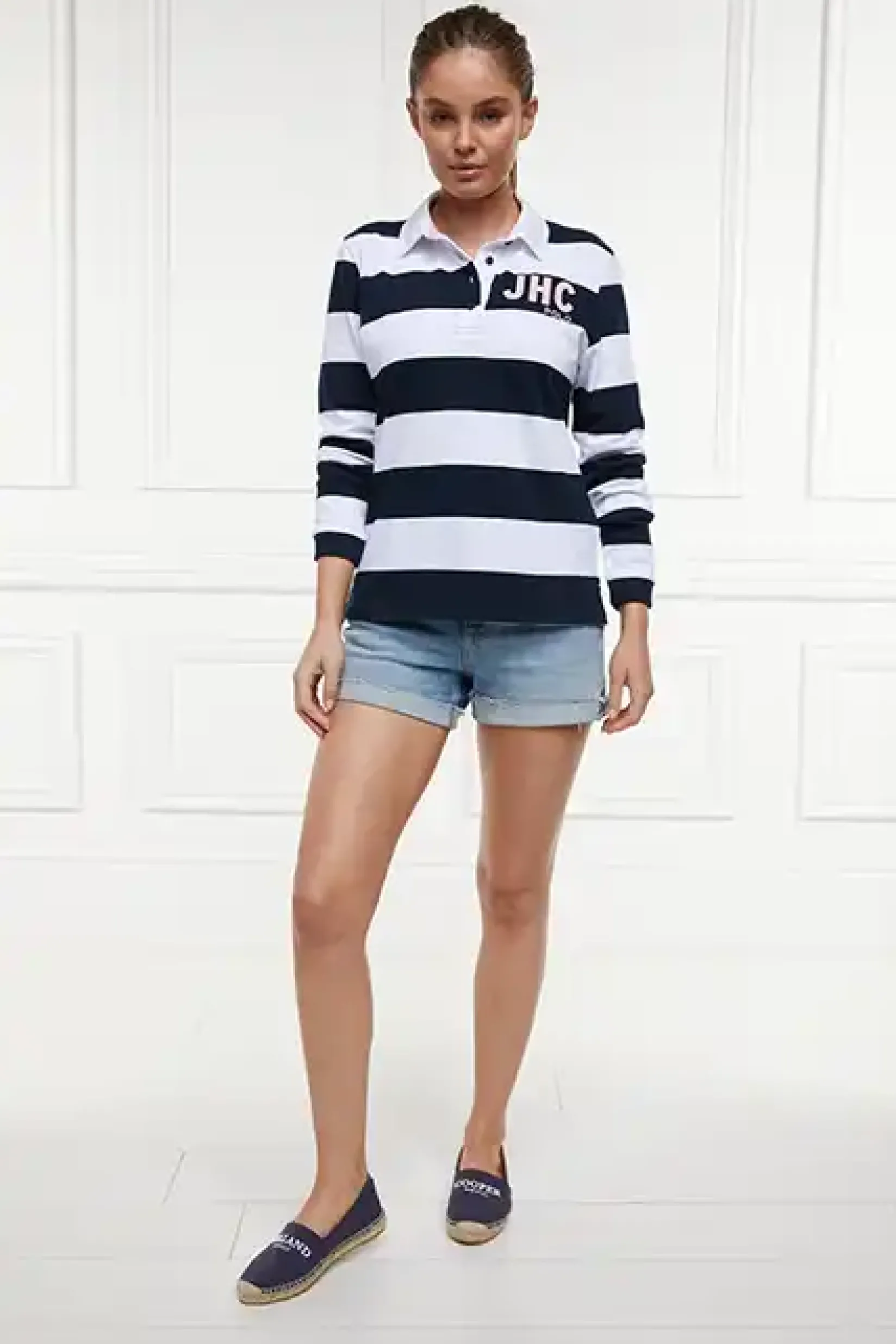 Holland Cooper Polo Shirts & Tees|Polo Shirts-JHC Sweatshirt White Ink Navy