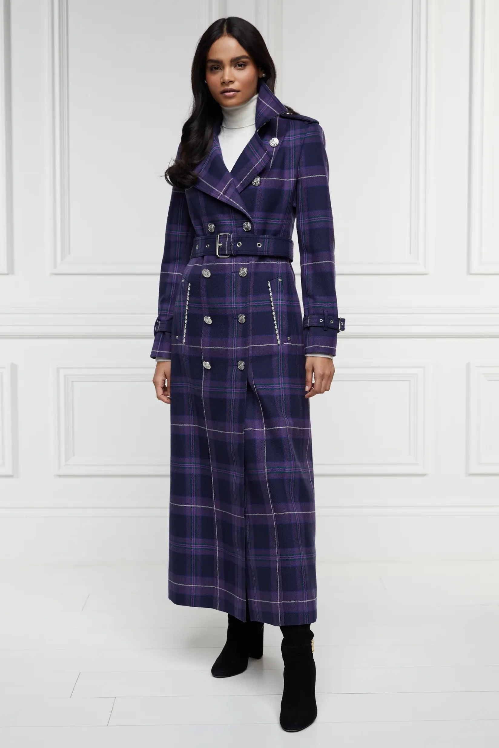 Holland Cooper Trench Coats|Coats-Jubilee Full Length Marlborough Trench Jubilee Tartan