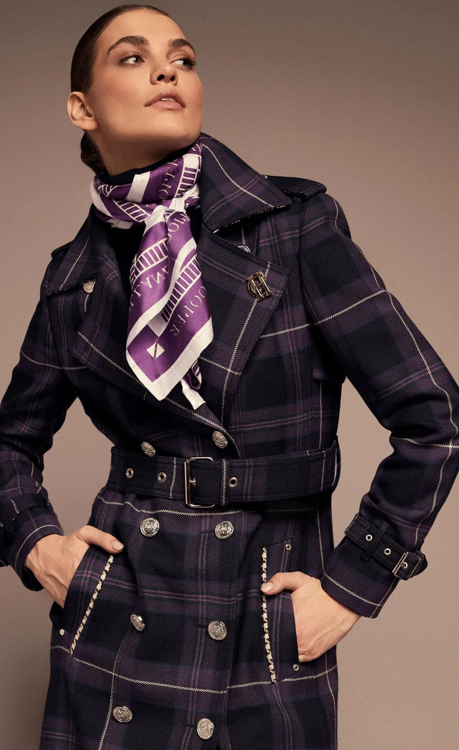 Holland Cooper Trench Coats|Coats-Jubilee Full Length Marlborough Trench Jubilee Tartan