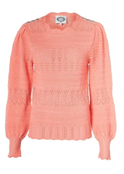 Holland Cooper Knitwear|Shop By Product-Kelsie Pointelle Knit Coral