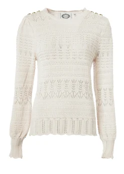 Holland Cooper Shop By Product|Knitwear-Kelsie Pointelle Knit Almond