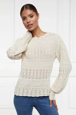 Holland Cooper Shop By Product|Knitwear-Kelsie Pointelle Knit Almond