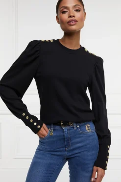 Holland Cooper Casualwear|Sweatshirts-Kelso Crew Black