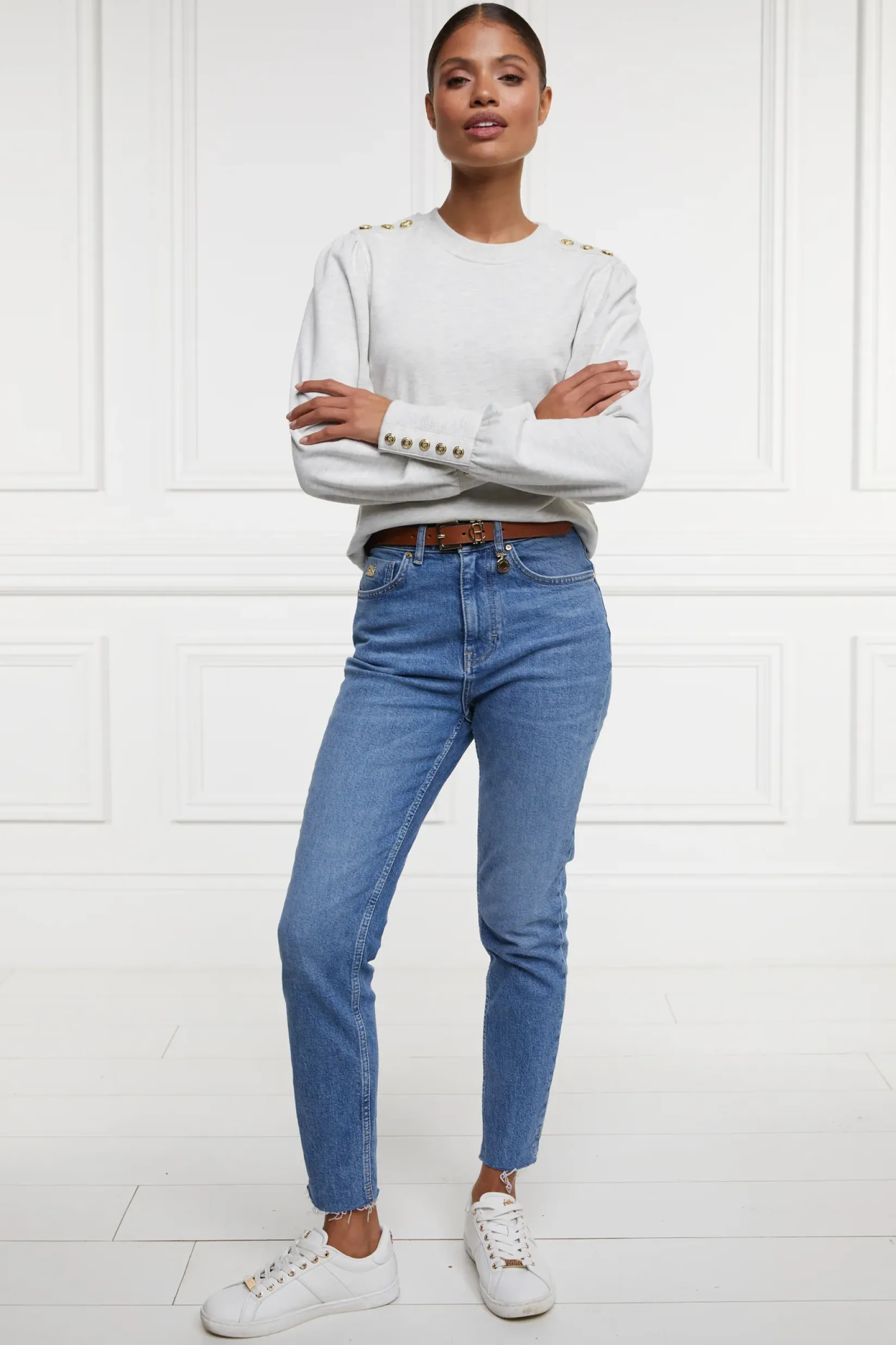 Holland Cooper Sweatshirts|Casualwear-Kelso Crew Grey Marl