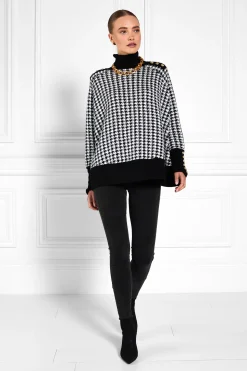 Holland Cooper Knitwear|Bump Friendly Collection-Kingsbury Cape Knit Houndstooth